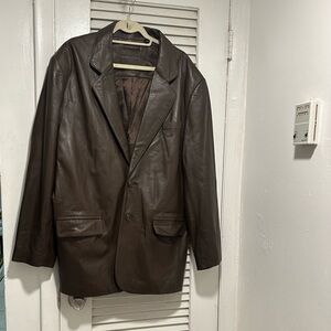 Roundtree & Yorke Dark Brown Leather Blazer